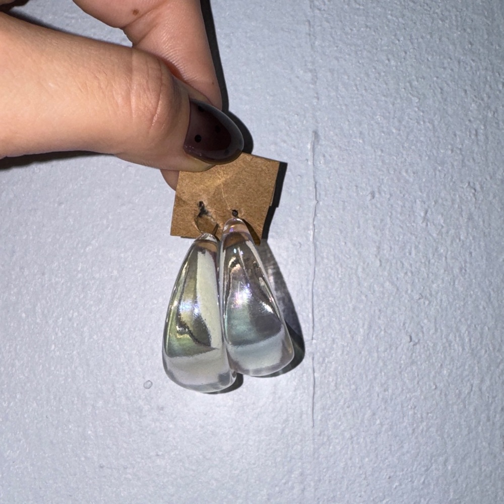 Clear Teardrop hoops Earrings